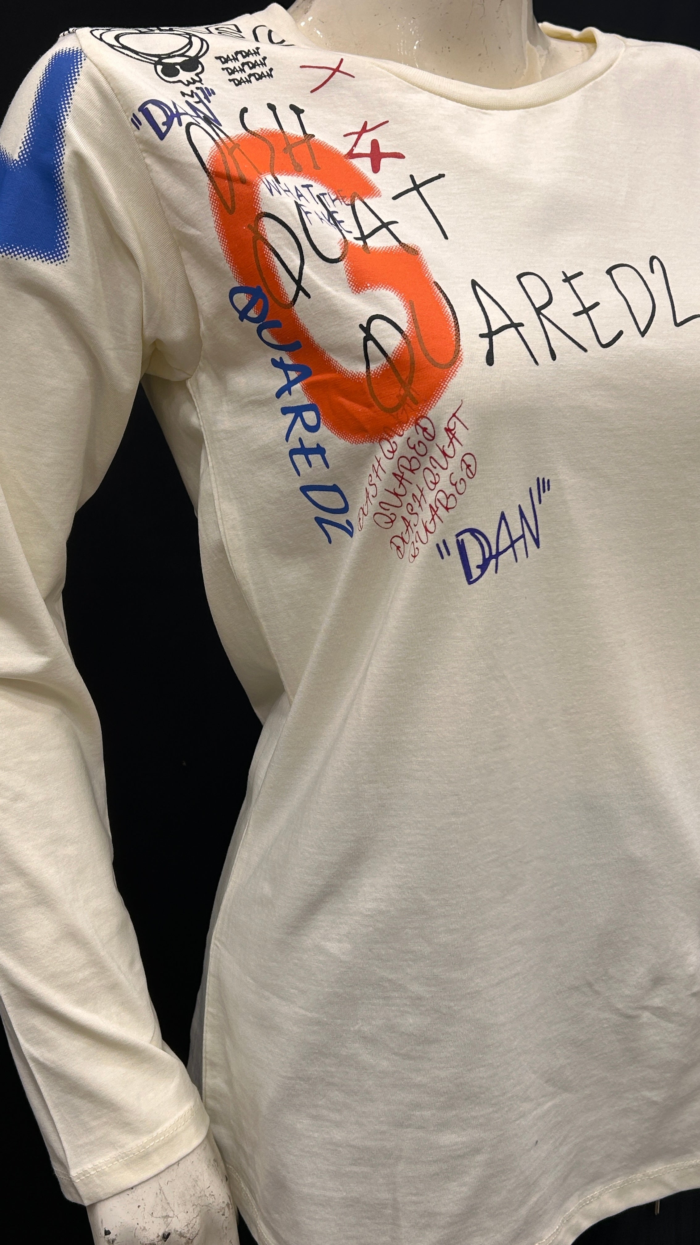 Cream Graphic Long Sleeve T-Shirt