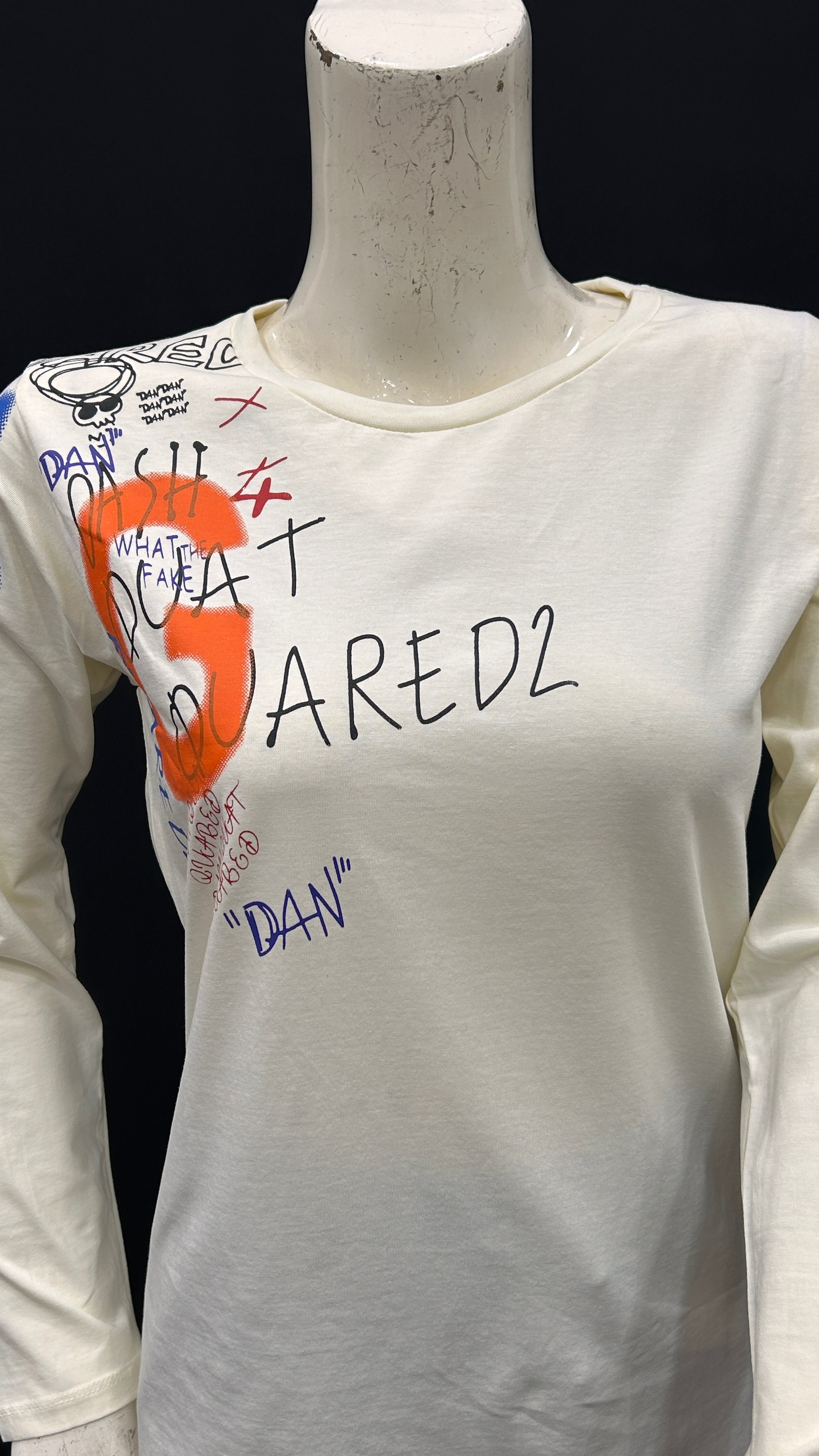 Cream Graphic Long Sleeve T-Shirt