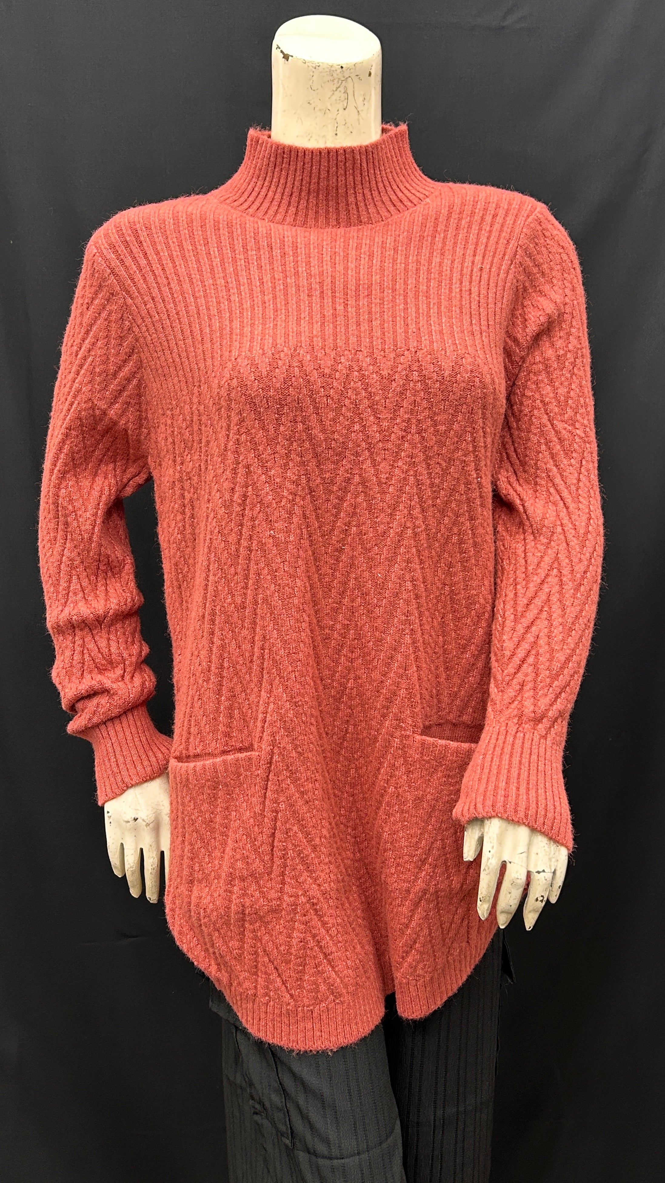 Cozy Cable Knit Turtleneck Sweater in Rich Rust