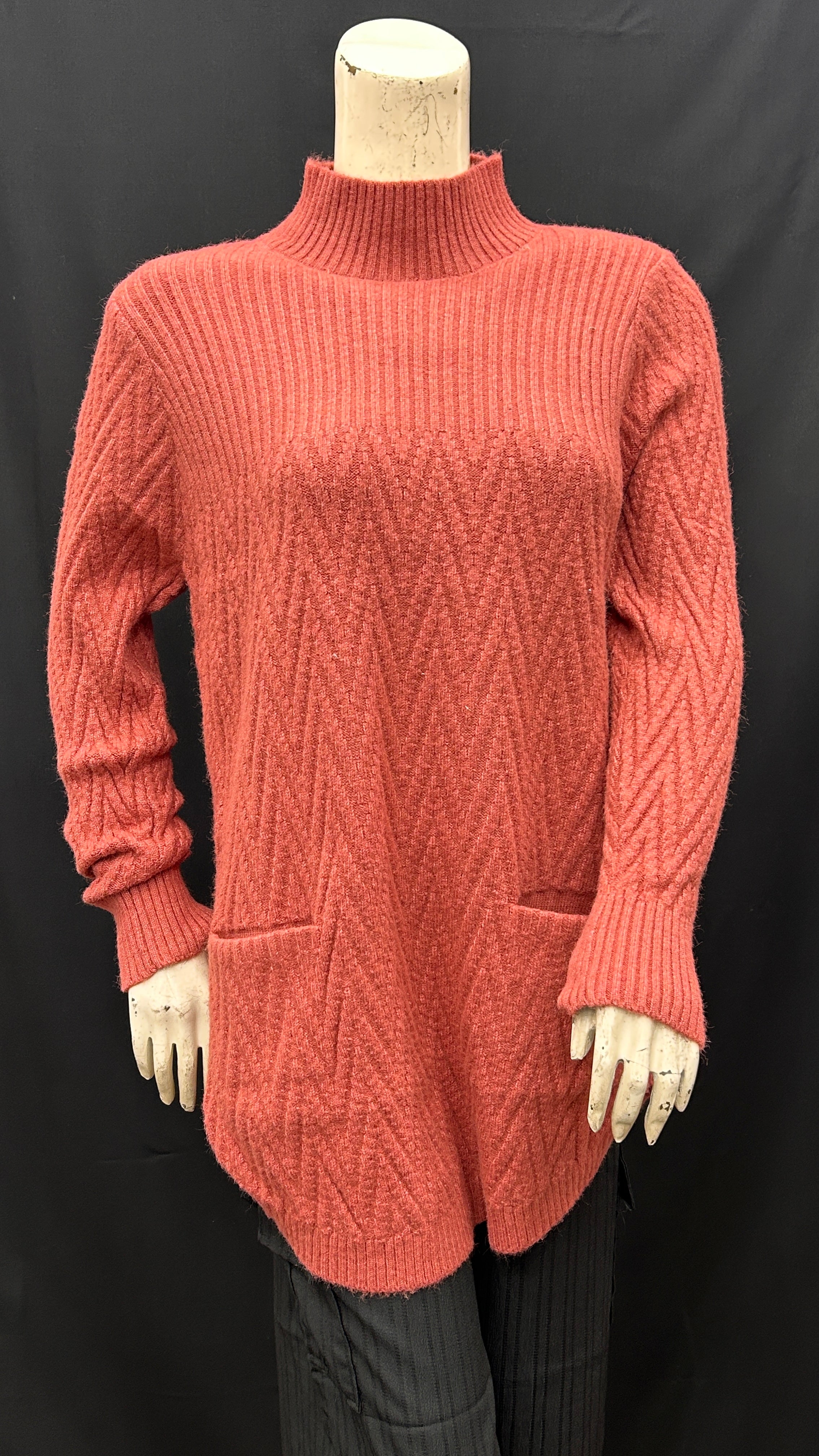 Cozy Cable Knit Turtleneck Sweater in Rich Rust