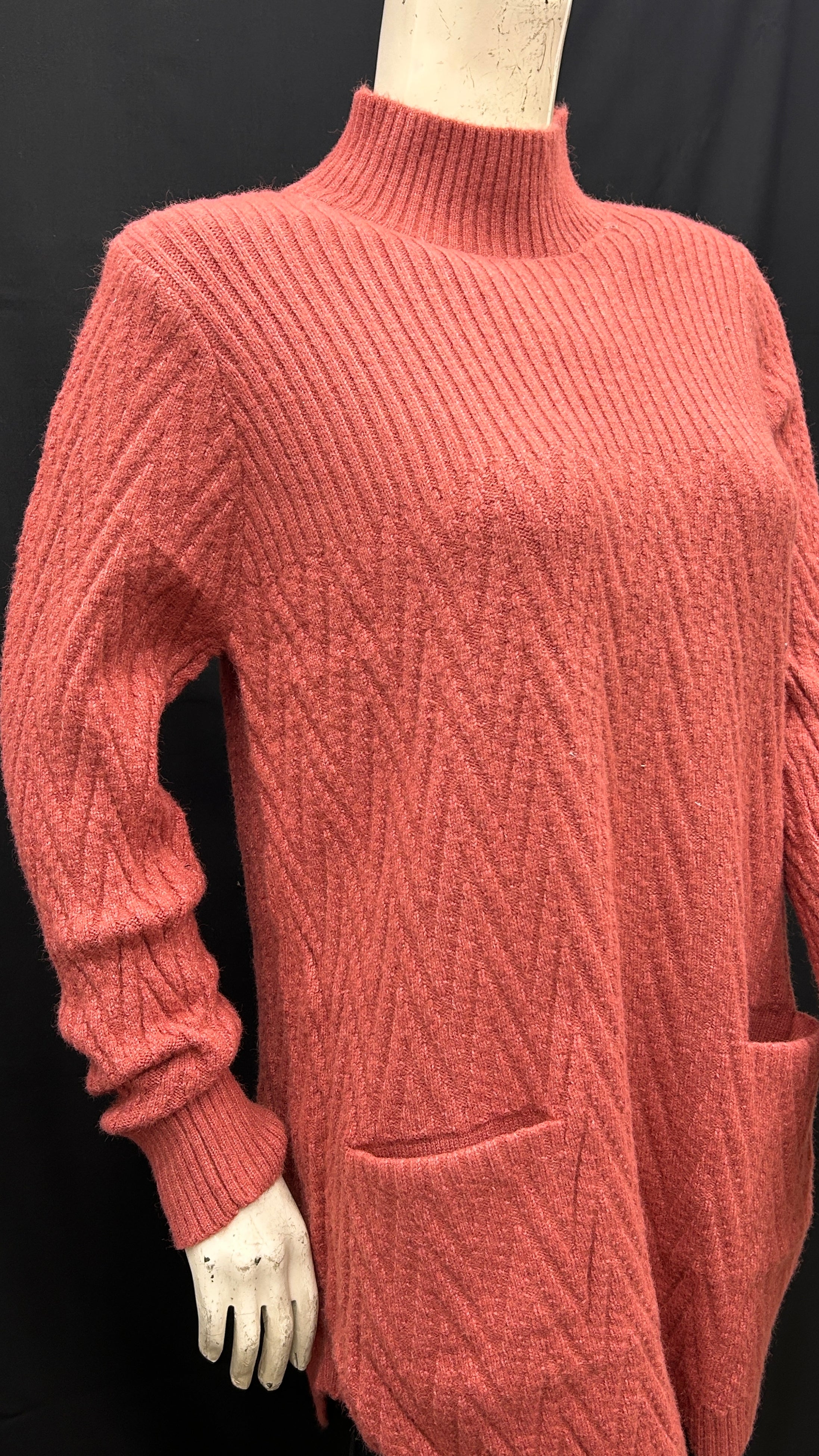 Cozy Cable Knit Turtleneck Sweater in Rich Rust