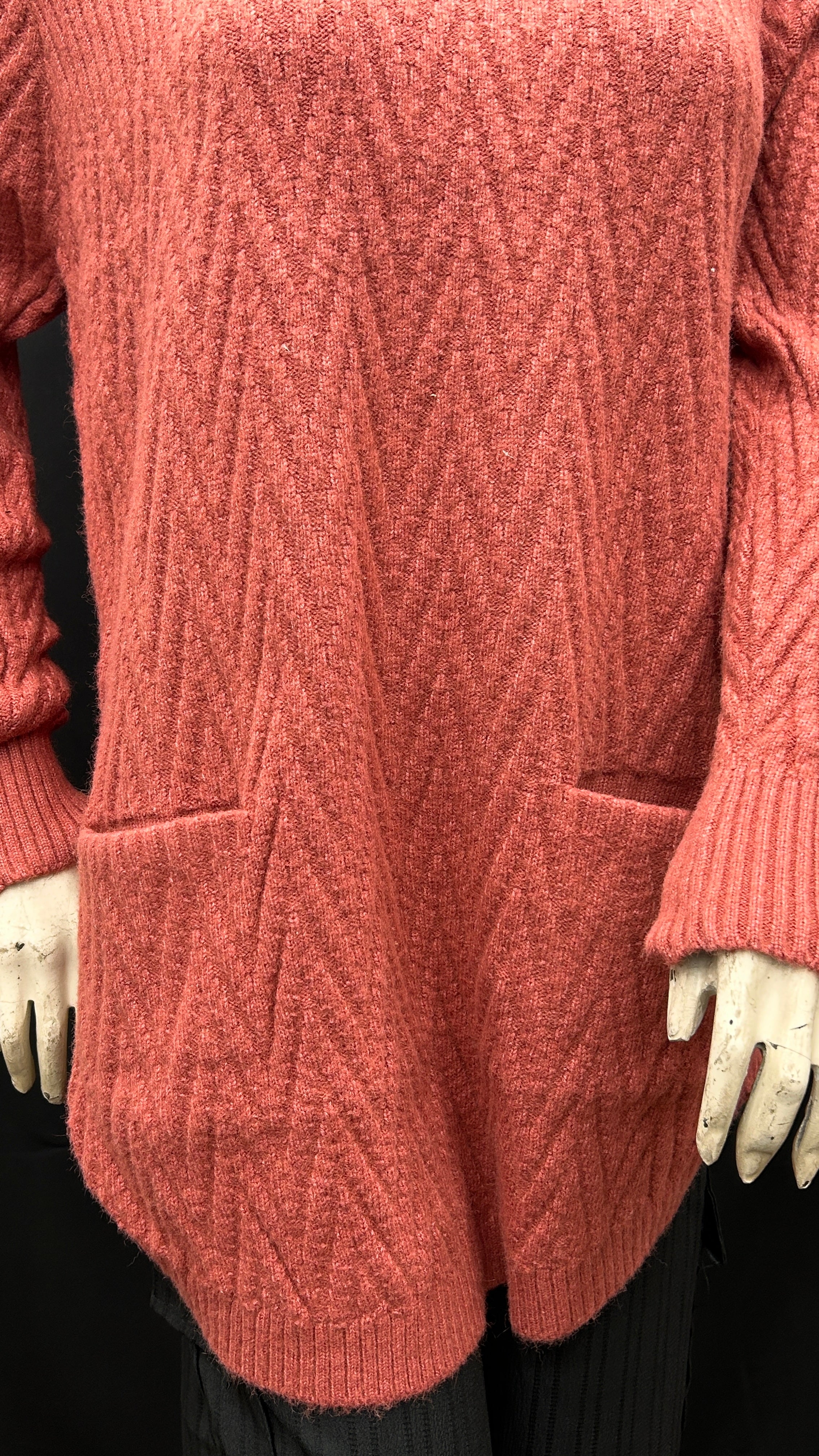 Cozy Cable Knit Turtleneck Sweater in Rich Rust